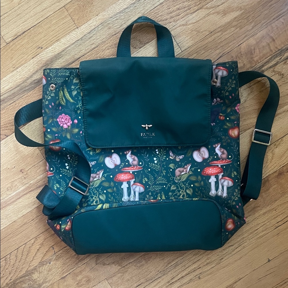 Fable England Green Forest Print Backpack